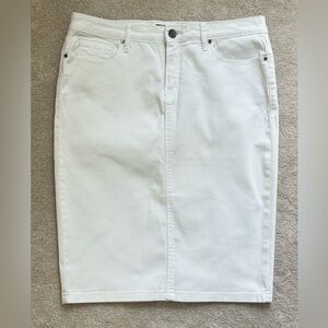 kardashian Premium Stretch Denim Pencil Skirt - High Waist - White - Size Large